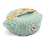 MILTON plastic Oyster 2500 PU Insulated Casserole, 2190 ml, Light Green, BPA Free, Food Grade, Hot and Cold, Easy to Carry, Easy to Store, Chapati, Roti, Curd Maker