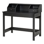 HOMCOM Modern Computer Desk with Drawers and Shelves, Study Writing Table, Workstation for Home Office, Black Wood Grain