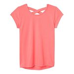 French Toast Girls' Short Sleeve Cross Back Top T-Shirt, Electric Pink, 8