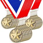 Quelay 30 Pcs 30 Pcs 2'' Award Medals Bulk Gold Winner Medals with Neck Ribbons Metal Trophy Award Prize Gift for Tournaments, Competitions, Party, Kids and Adults (Star Performer)