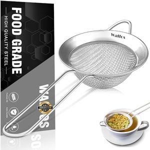 Walfos Mini Fine Mesh Tea Strainer, Stainless Steel Small Sifter with Sturdy Handle, 2.8 Inch Kitchen Metal Sieve for Tea, Coffee, Cocktail, Juice, Sugar and Spices