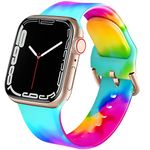 ACESTAR Double Sided Band Compatible with Apple Watch Band 38mm 40mm 41mm/42mm(Series 10), Cute Floral Soft Silicone Replacement for iWatch Series 10 9 8 7 6 5 4 3 2 1 SE, Tie Dye E