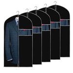 URMI Garment Bags, Breathable 40 inch (5 PCS) Suit Jacket Covers Clothes Bags for Storage with Clear Window Dust Proof Dress Bags Protector for Suit, Coat, Jacket, Dress Closet Storage Black