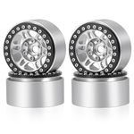 AXspeed 1.9inches Beadlock Wheel Rims, Pack of 4 Wheel Hubs for Axial Scx10 TRX4 D90 90046 1/10 RC Crawler Car (Black & Silver)
