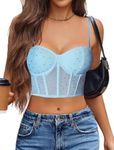 Avidlove Corset Tops for Women Push Up Bustier Lingerie Y2K Sexy Going Out Party Club Top Light Blue