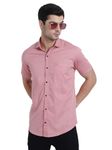 GARRY RICHARDS Men's 100% Cotton Half Sleeves Regular Fit Shirt (Salamon Pink-3XL)