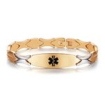 Tarring Free Engraving Gold Tone Medical id Bracelet for Women(7.5)