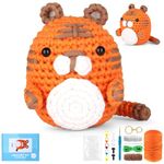 YURROAD Crochet Kit with Video Crochet Animals Set for Kids Adults Starters Beginners，Easy Peasy Yarn and Ergonomic Crochet Hook Complete Crochet Knitting Kit - Tiger