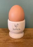 Personalised Wooden Egg Cup- Engraved with a Name and Hen. Hard or Soft Boiled Eggs. Gift for Birthday, Xmas, Easter, Family Gift, Stocking