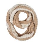 Premium Winter Knit Striped Infinity Loop Circle Scarf, Taupe