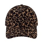 Concept One Women's C & C California Cap, Leopard Print Corduroy Cotton Baseball Hat with Curved Brim, Tan, One Size