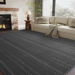 Montvoo 3D Boho 5x7 Area Rug Dark Grey Rugs for Living Room Machine Washable Rug Non Slip Carpet Soft Living Room Rug Room Decor Moroccan Rugs for Bedroom,Dining Room, Kids Playroom