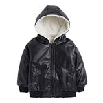 Hopscotch Boys Pu Full-Sleeve Solid Standard Length Jacket In Black Color For Ages 6-7 Years (Pug-4231234)