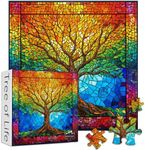 PICKFORU Stained Glass Puzzles for Adults 1000 Pieces and up, Mosaic Tree of Life Puzzle Unique Rainbow Puzzles, Colorful Difficult Jigsaw Puzzles for Adults