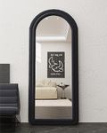 AyeWish Floor Mirror, Arched Full Length Mirror, Arched Mirror, Standing Mirror, Tall Mirror, Wall Mounted, FreeStanding, Large Mirror, 63"×24" Flannel Frame - Black