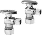 (Pack of 2) EFIELD Angle Stop Valve 1/2" Nominal (5/8" OD) Compression x 3/8" OD, 1/4-Turn