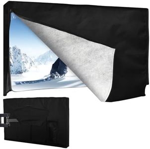 Outdoor TV Cover for Winter 60-65 Inch - Felt Scratch Resistant Lining, 600D Oxford Weatherproof TV Screen Protector, Waterproof Zipper, Velcro Bottom, Outside Television Enclosure for Flat Screen TV