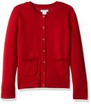 Amazon Essentials Girls' Uniform Cardigan Sweater, Scooter red, M