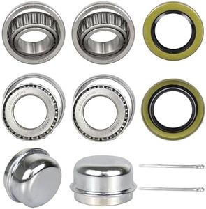 KABOBEARING 2 Set Fits 1" inch Axles Trailer Wheel Hub Bearings ，L44643 L44610 Bearings, ID 1.000", OD 1.980",Width 0.580",12192TB Seal OD 1.980''，Dust Cover and Cotter Pin,Made of Chrome Steel.