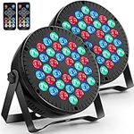 MOSFiATA 2 Pcs Par Lights, RGB 36 LED Stage Lights Sound Activated DMX Control, 7 Modes Uplighting Lights with Remote Control Stage Lighting, DJ Par Party Lights for Club KTV Disco Party (2 Pack)