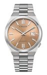 Citizen Stainless Steel Men Automatic Gents Analog Watch Pantone Warm Sand Dial - Nj0158-89Y, Silver Band