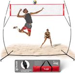 Yes4All Freestanding Volleyball Net with 5 Adjustable Heights, 12ft Portable Volleyball Net for Backyard & Beach, Special Low Middle Bar for Volleyball Outdoor Net to Reduce Tripping