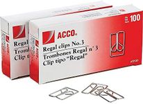 ACCO Regal Clips/Owl Clips, Smooth Finish, #3 Size, 100/Box, 2-Pack (200 Clips Total) (A7072152)