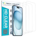 Tech Armor Screen Protector for iPhone 15 Plus 6.7 inch - HD Clear Film, Ultimate Display Protection, Crystal Clear Clarity, Easy Installation, Premium Quality, 4 Pack