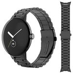 Miimall Compatible with Google Pixel Watch 3 41mm Band Metal, No Gap Stainless Steel Metal Wristband Bracelet Strap Band for Google Pixel Watch 3 41mm 2024/Pixel Watch 2/Pixel Watch Men Women Black