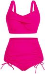 Hanna Nikole High Waisted Bikini Swimsuits for Women Tummy Control 2 Piece Swimwear Women’s Bikini Set Pink 18W