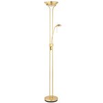 Betta Lighting Mother and Child Uplighter Floor Lamp with Reading Light – Satin Brass with Adjustable Reading lamp - Standing Uplighter for Living Room, Bedroom, Dining Room – G9 33W and R7s 230W