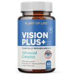 AREDS2 Eye Support Vitamins & Minerals by Plant of Life | Lutein, Zeaxanthin, Bilberry Extract | Eye Strain, Blue Light Protection, Dry Eyes, Vision Health, Clinically Proven Study | 30 Day Supply