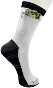 Flippysox Zipper Sock Wallet - Cotton & Polyester Zipper Socks with Pockets - Fits shoe size 6-13 (Striped Black Gray)