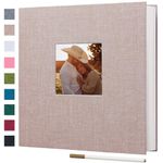 Finksy Large Photo Album Self Adhesive 3x5 4x6 5x7 8x10 Pictures Linen Cover 40 Blank Pages Magnetic DIY Scrapbook Album with A Metallic Pen