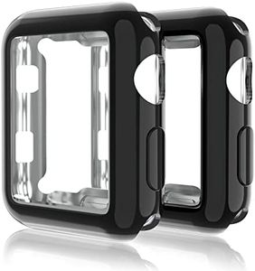 2 Pack Compatible for Apple Watch 38mm Case iWatch Screen Protector TPU All-Around Protective Case Clear Ultra-Thin Cover for Series 3 Series 2, 2 Pack Black