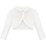 Lilax Little Girls' Knit Long Sleeve One Button Closure Bolero Shrug 4T Cream