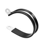 uxcell 2-1/2"(63mm) Cable Clamp 304 Stainless Steel Rubber Cushioned Insulated Clamp R Shape Metal Clamp 10Pcs