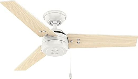 HUNTER 50262 Cassius Outdoor Ceiling Fan with Pull Chain, 44", Fresh White Finish