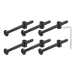 sourcing map 10Pcs Hex Socket Head Screws Bolts Barrel Nuts, M6 x 70mm Socket Furniture Bed Bolt Barrel Nuts with Wrench for Chairs Cots, Black