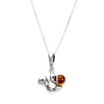 Sterling Silver & Baltic Amber Squirrel Pendant on 24 Inch Chain