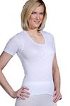 SNOWDROP Ladies Thermal Lace Spencer Vests Short Sleeve (Medium, White)