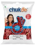 Chukde - Kashmiri Lal Mirch Sabut - Chilli Stemless Whole Spices - Authentic, Vibrant, and Flavorful Indian Red Chili Peppers for Rich Taste & Aroma - 100 Gm