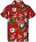 V.H.O. Funky Hawaiian Shirt, Shortsleeve, Cherry-Parrot, Red, 3XL