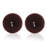 Extra Hair Donut Bun Maker for Kids, Ring Style Bun, 2PCS Chignon Hair Small Doughnut Shaper for Short and Thin Hair (Small, 2.5 Inch/Brown)