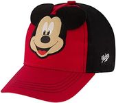 Disney Baseball Cap, Mickey Mouse Adjustable Toddler 2-4 Or Boy Hats for Kids Ages 4-7, Red/Black, 2-4 Years