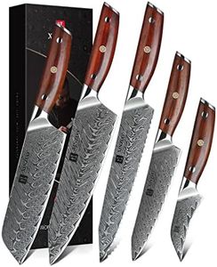 XINZUO 5 Pezzi Set di Coltelli da Cucina, Alta qualità Professionale VG10 Acciaio Damasco Affilata Coltello da Chef Santoku Multiuso Frutta Coltello da Pane con Manico Rosewood Ergonomico