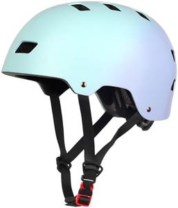 Bike Skateboard Helmet, Adjustable and Multi-Sport for Skate Scooter, 3 Sizes for Adult Youth Kids Toddler (Gradual Cyan Purple)