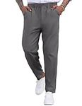 COOFANDY Men's Loose Fit Twill Slacks Casual Business Fashion Flat Front Flex Waist Pants(Deep Grey, L)