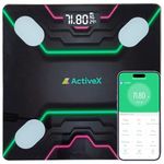 ActiveX (Australia) Envy BMI Bluetooth Digital Body Weight Scale | Tracks 18 Body Parameters | Smart Weighing Bathroom Scale with Easy-to-Read Super Bright LCD & Free Smartphone App - Black