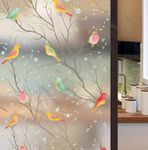 WISDOM Window Glass Decorative Frosted Film Static Cling Heat Control Film Self Adhesive Window Frosted Film (12" x 48, Birds Frosted)